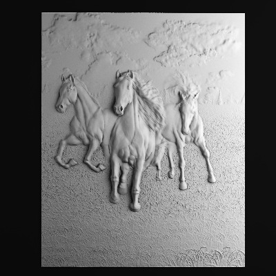  现代骏马浮雕su模型下载 