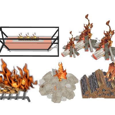  炭火柴火 篝火 火炉su模型下载 