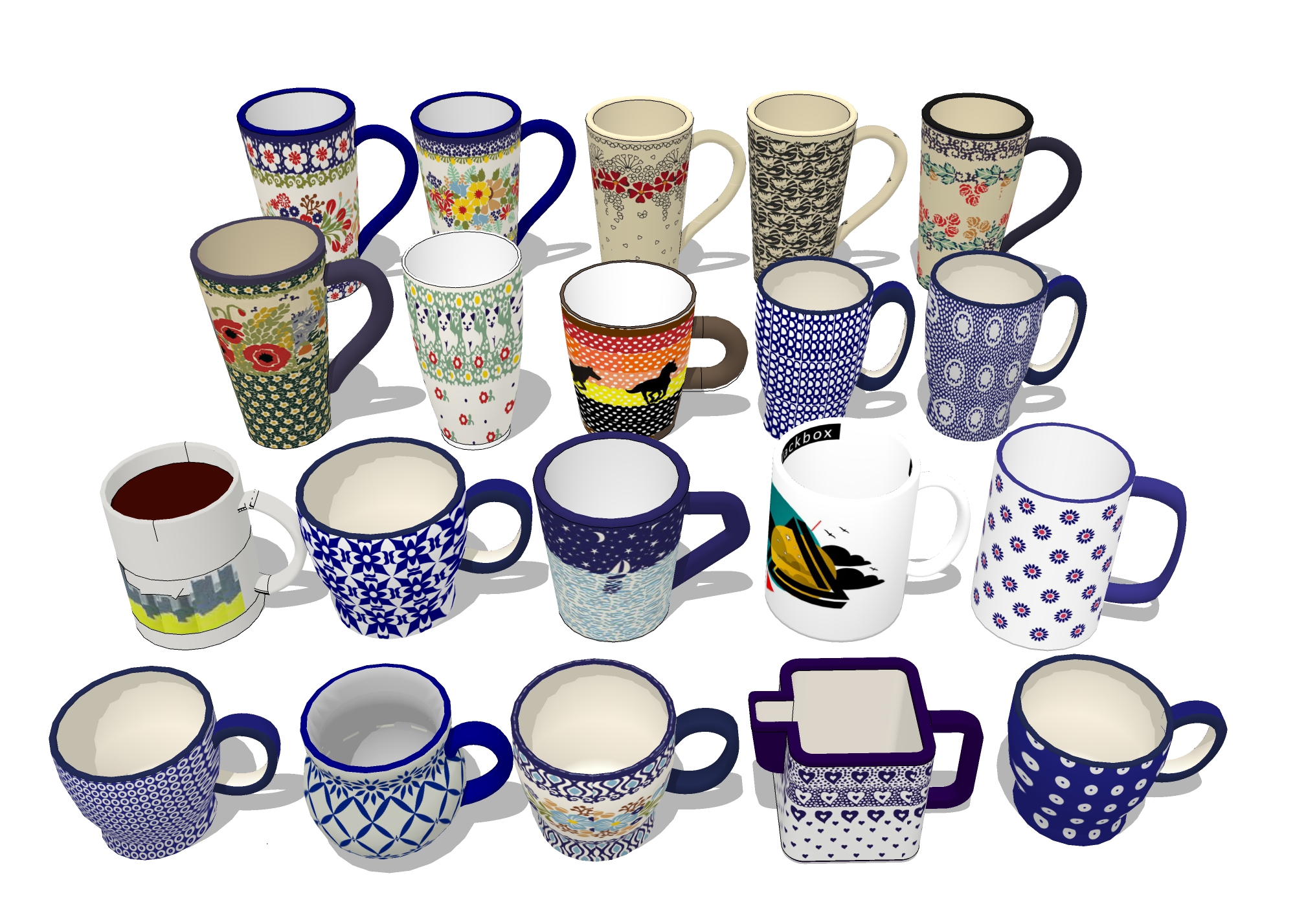  马克杯 陶瓷水杯su模型下载 