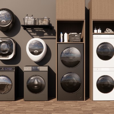  现代洗衣机 迷你洗衣机su模型下载 