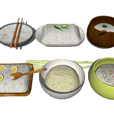  米饭 食物 粥su模型下载 