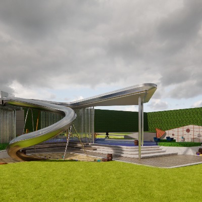  现代儿童游乐场su下载模型 