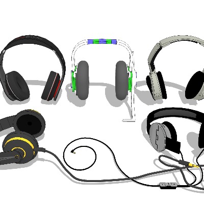  无线耳机 有线耳机 戴式耳机su模型下载 