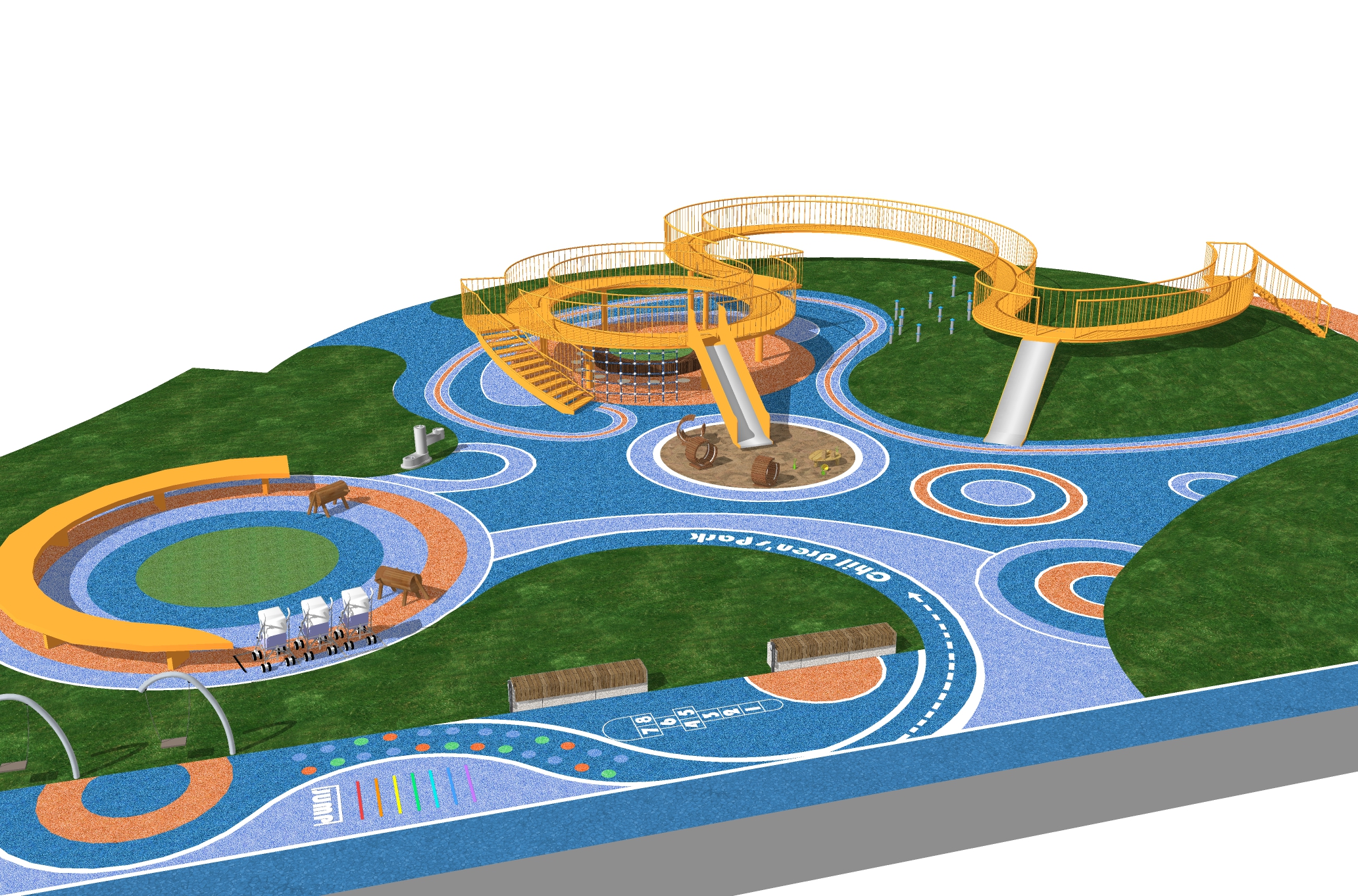  现代儿童游乐区su模型下载 