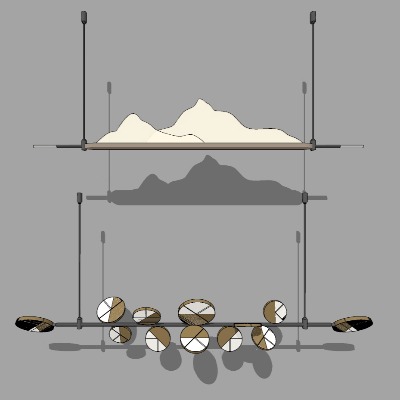  新中式装饰吊灯su模型下载 