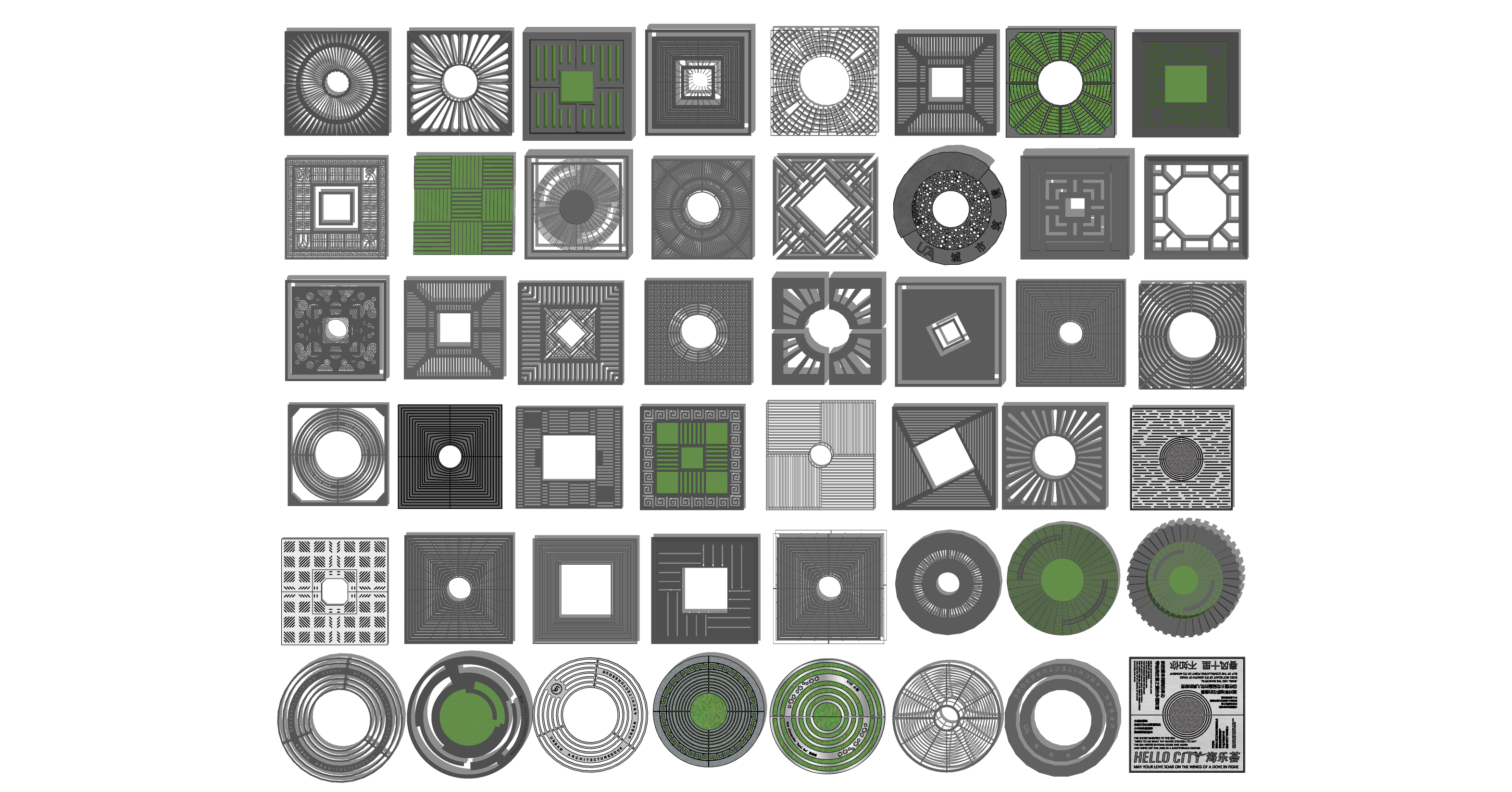 树池盖板 树池口su模型下载 