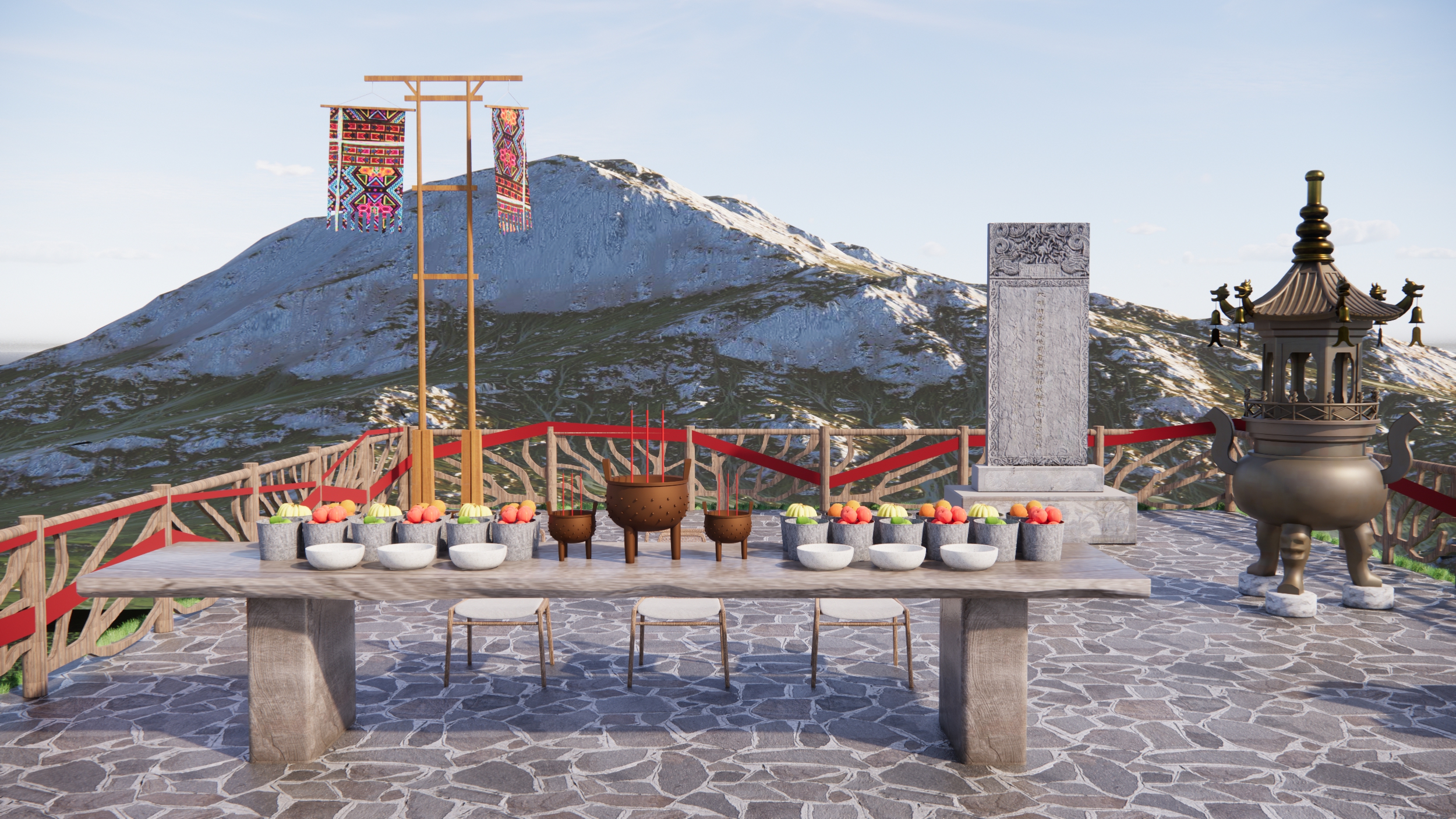  现代祈福广场景观 天台祈福 许愿树美陈 许愿景观树 祈福长廊 同心锁su模型下载 