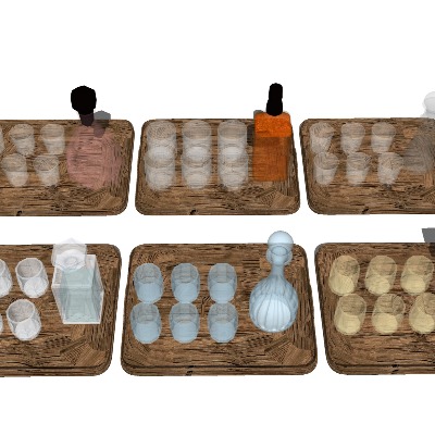  威士忌洋酒杯 酒瓶酒具su模型下载 