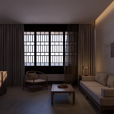  中式酒店套房su模型下载 