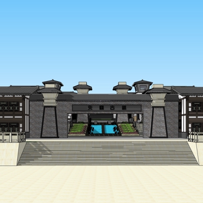  中式仿古阁楼su模型下载 