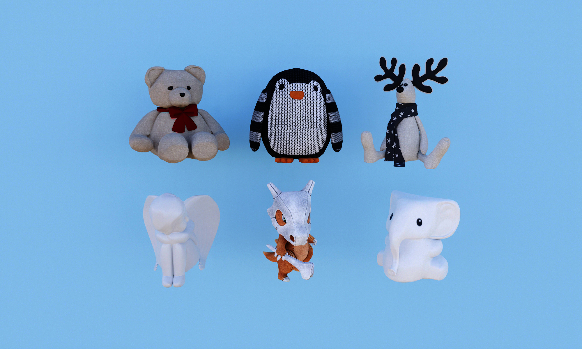  现代熊大象公仔玩具su模型下载 