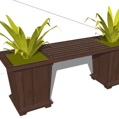  现代户外公共长凳su模型下载 