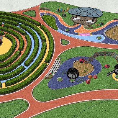  现代儿童游乐场su模型下载 