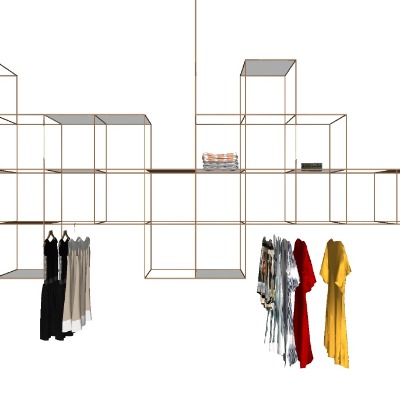  现代服装展示架su模型下载 