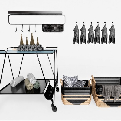  现代毛巾置物架su模型下载 