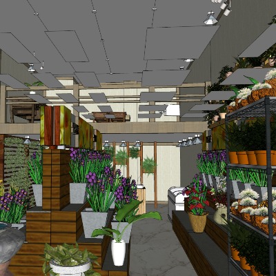  现代鲜花店su模型下载 