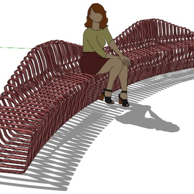  现代户外公用椅su模型下载 
