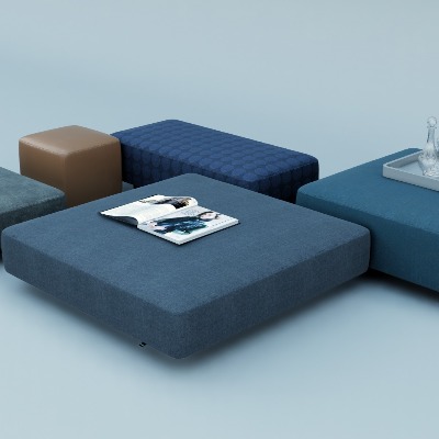  现代布艺脚踏su模型下载 