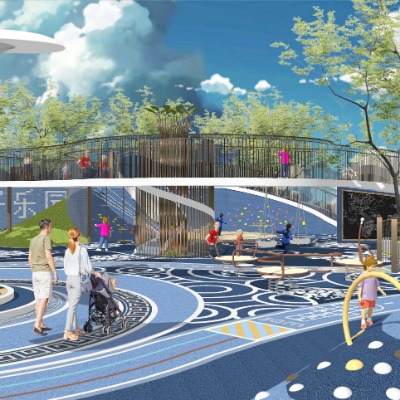  现代住宅小区儿童乐园su模型下载 