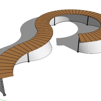 现代户外公用椅su模型下载 