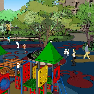  现代儿童活动区su模型下载 