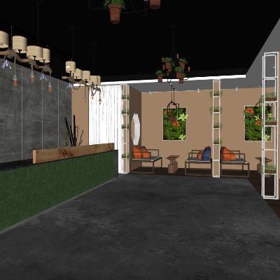  新中式中餐厅su模型下载 