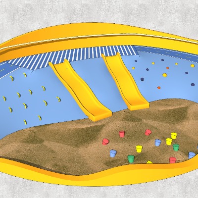  现代儿童沙坑滑梯乐园su模型下载 