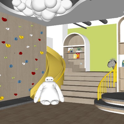  现代幼儿园su模型下载 