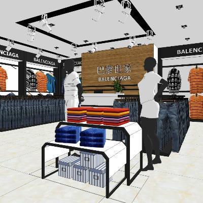  现代服装店su模型下载 