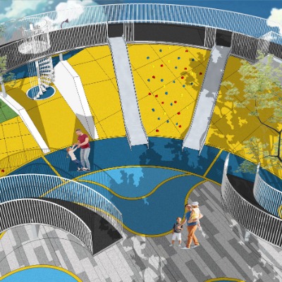  现代住宅小区儿童乐园su模型下载 