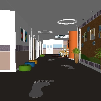  现代早教中心su模型下载 