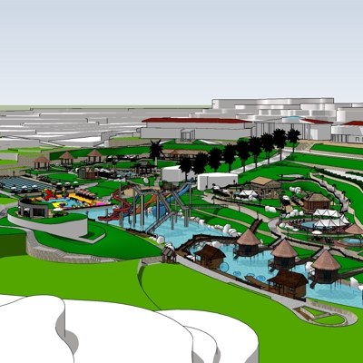  现代游乐场规划su模型下载 