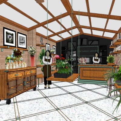  现代花店su模型下载 