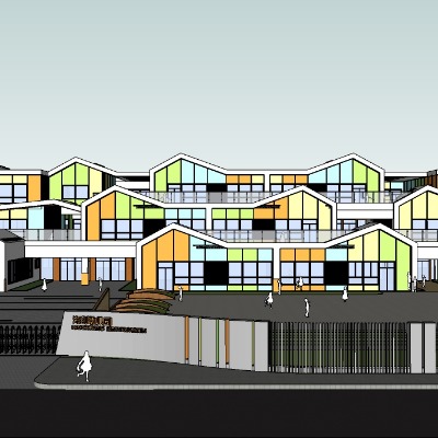  现代幼儿园su模型下载 