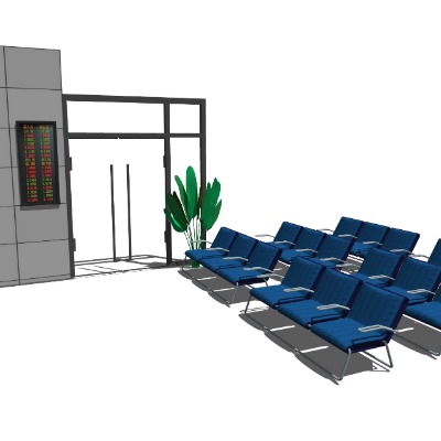  现代公共椅su模型下载 
