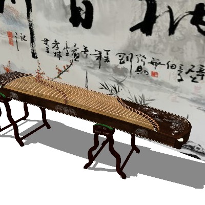  中式乐器古筝su模型下载 