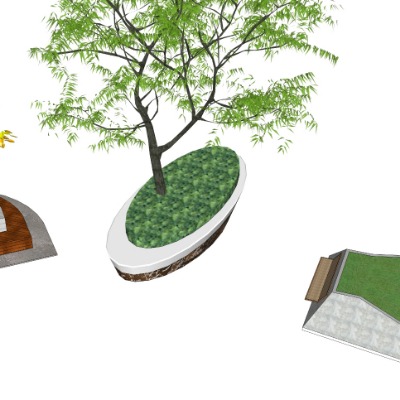  现代树池坐凳su模型下载 