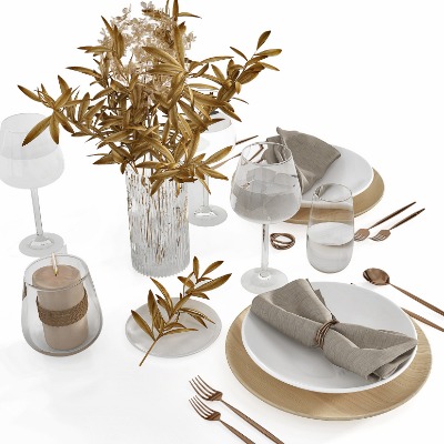  现代西餐餐具su模型下载 