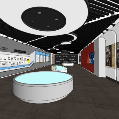 现代企业文化展厅su模型下载 