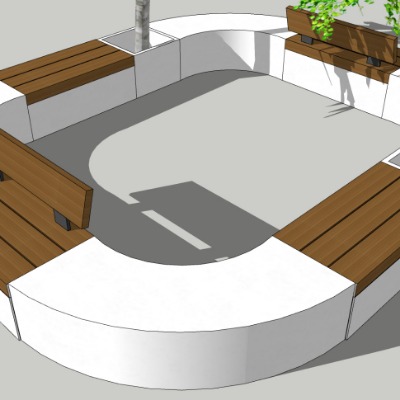  现代创意坐凳公用椅su模型下载 