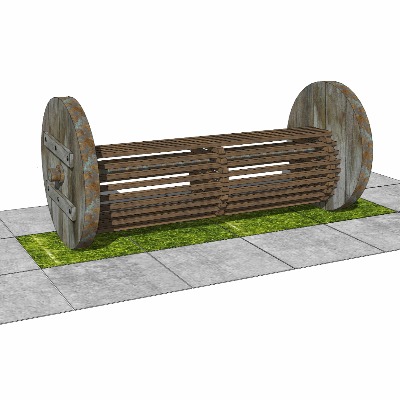 现代户外公用椅su模型下载 