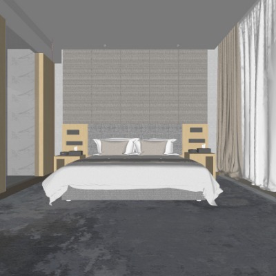  现代酒店客房su模型下载 