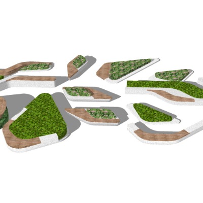  现代树池座凳su模型下载 