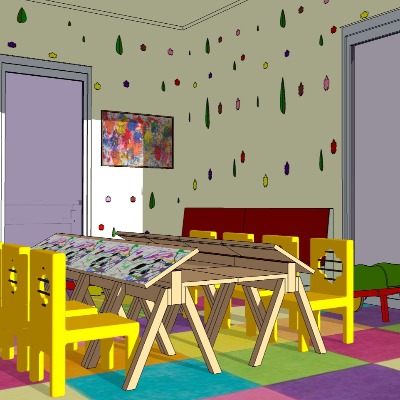  现代幼儿园教室su模型下载 