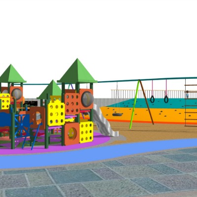  现代儿童游乐场su模型下载 