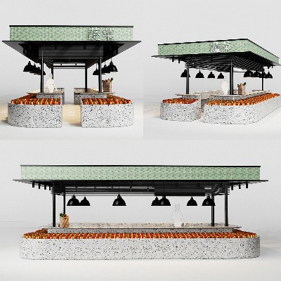  现代蔬菜水果摊位su模型下载 