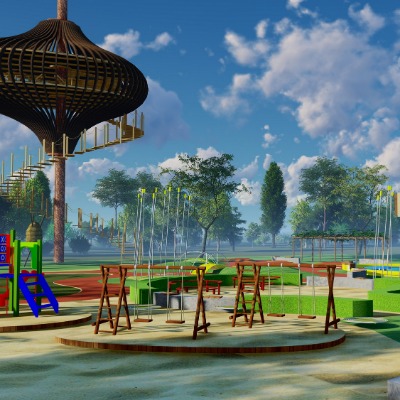  现代儿童游乐园su模型下载 