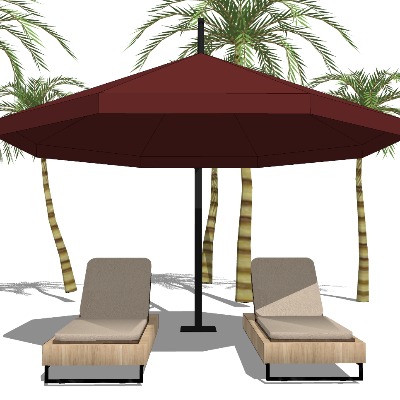  现代沙滩躺椅su模型下载 