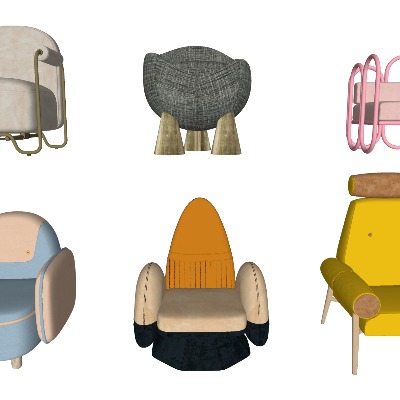  北欧卡通休闲沙发su模型下载 