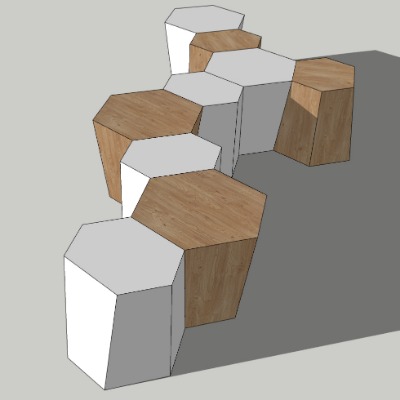  现代创意公用坐凳su模型下载 